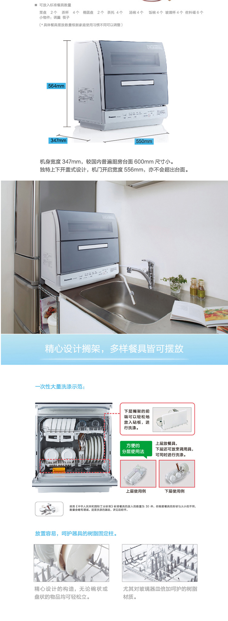 松下（Panasonic）NP-TR1HECN 台式家用洗碗机