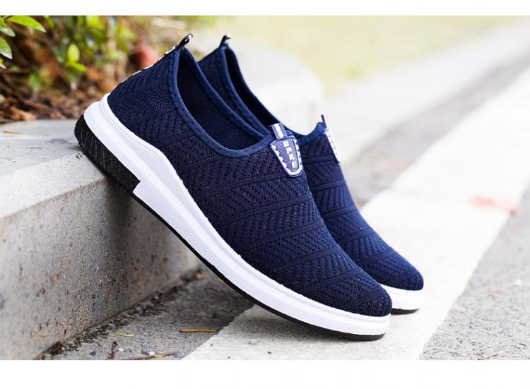 快手红人同款休闲运动鞋男士一脚蹬网面透气跑