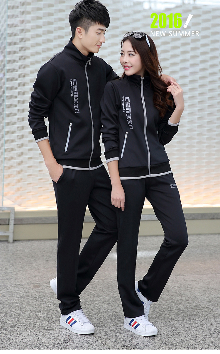 K春秋季情侣运动套装休闲户外健身运动套装男