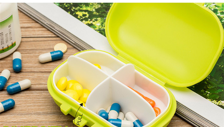 小药盒便携薬盒四格分装药盒随身收纳吃药盒迷
