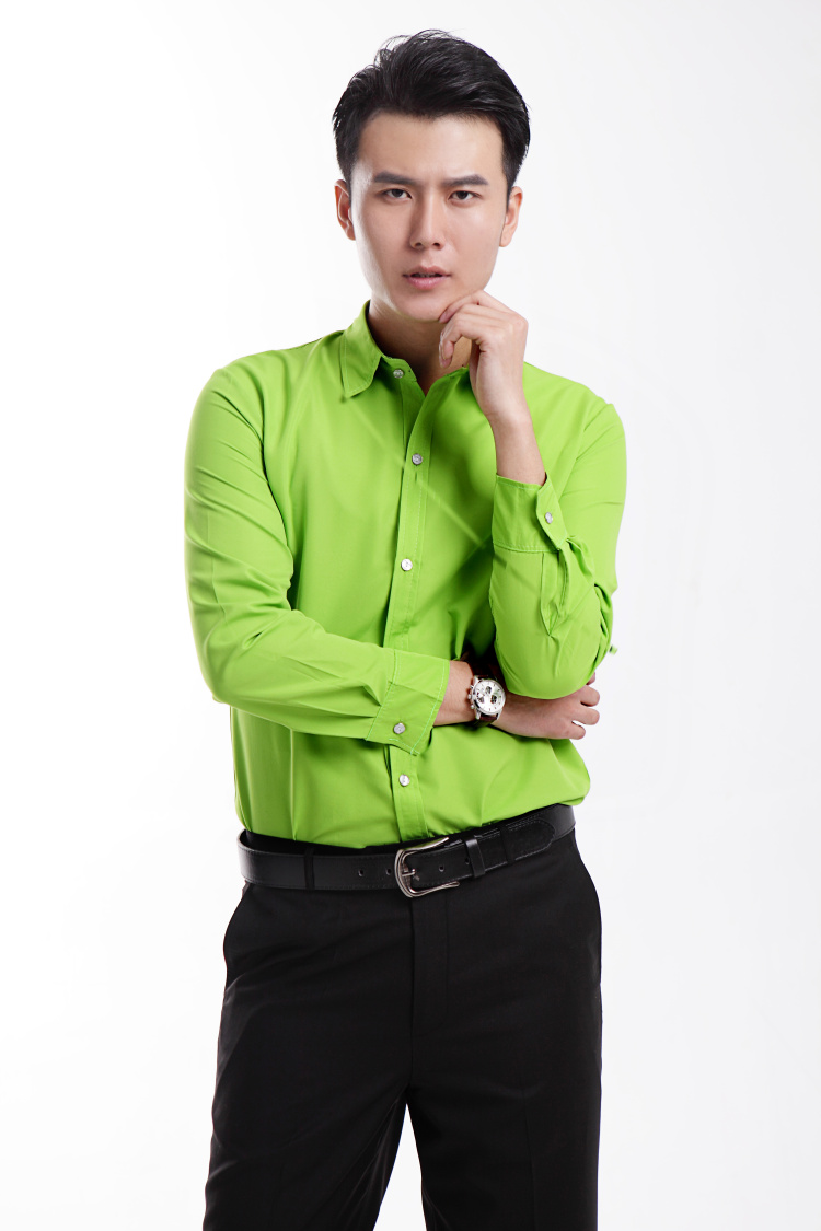 newlake影楼主题服装男士彩色衬衫长袖纯色主持拍照礼服演出拍照衬衣