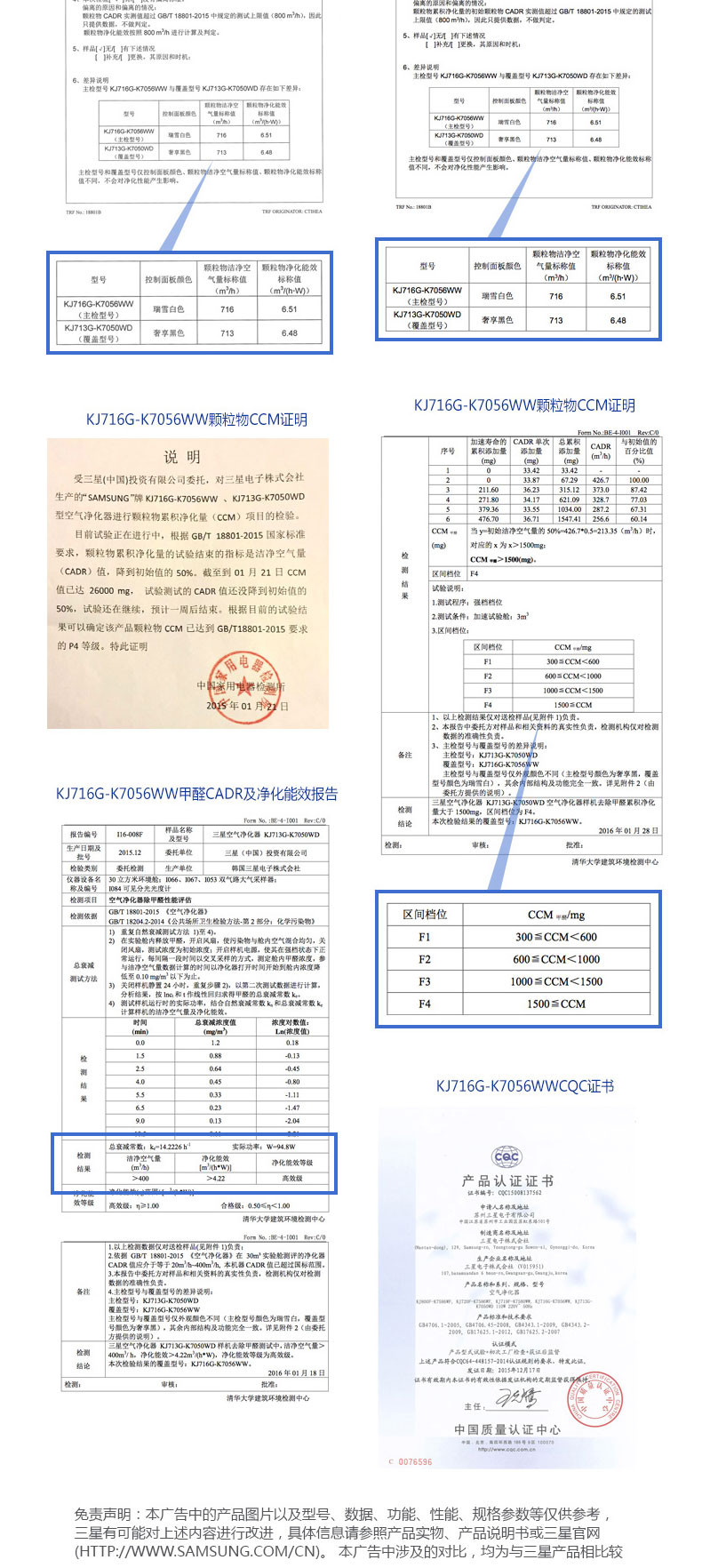 三星（SAMSUNG）空气净化器KJ716G-K7056WW 除雾霾去甲醛 CCM颗粒物P4 过敏源异味粉尘家用氧吧