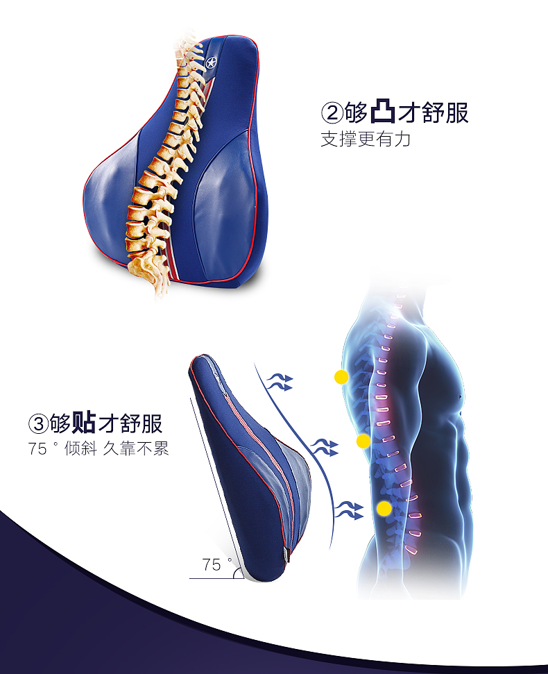 尼罗河新品记忆棉车用腰靠 考拉时尚运动系列 黑色