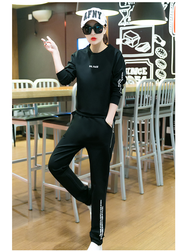 2017春季新款韩版大码女装运动服休闲套装女