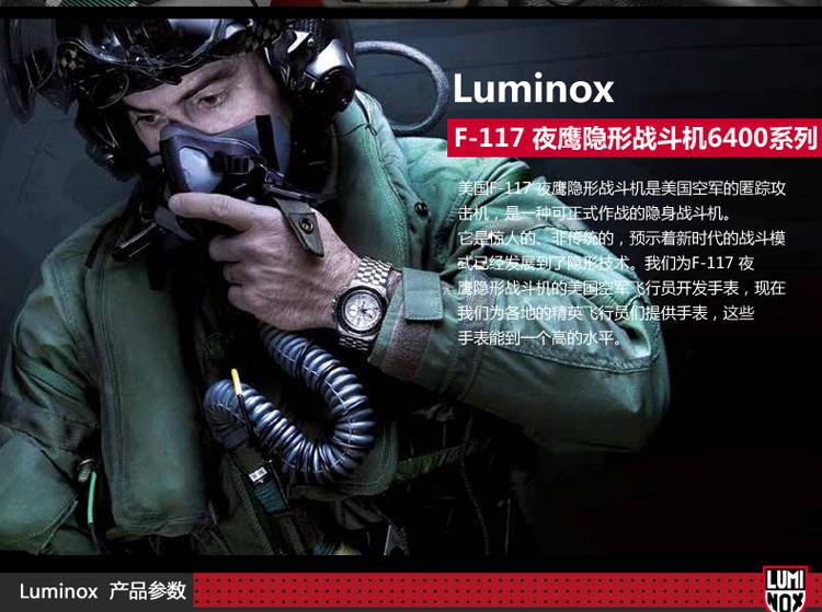 雷美诺时（Luminox）手表 瑞士军表航空系列防水自发夜光运动男表A.6402 黑白