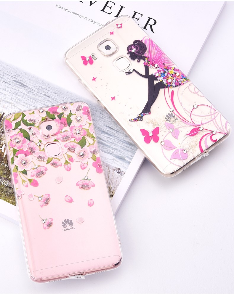 华为 麦芒5手机壳女款水钻挂绳 麦芒5 g9plus 硅