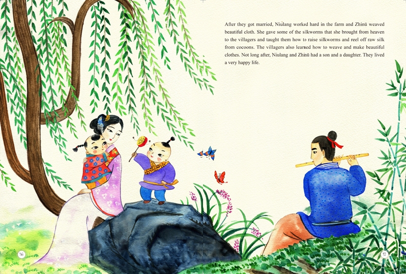 新版中国著名神话故事系列绘本:牛郎织女(汉英)