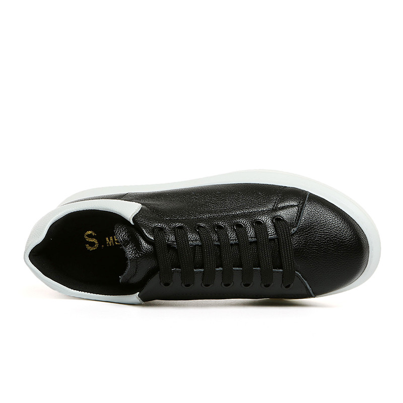 波迷娜 女士厚底松糕鞋单鞋欧美风皮鞋平跟厚