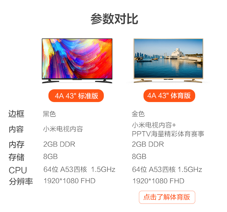小米mi小米电视4a43英寸l43m5az智能全高清网络液晶平板电视机