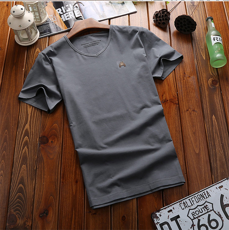 AFS JEEP鸡心领弹力短袖T恤男装夏季V领子