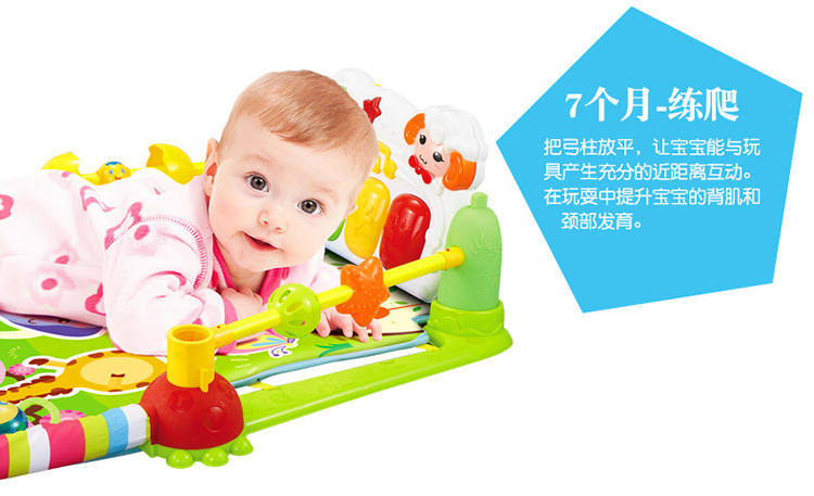 仙邦宝贝 宝宝早教可遥控带护栏多功能脚踏钢琴健身架音乐游戏毯新生儿0-1岁玩具 3003