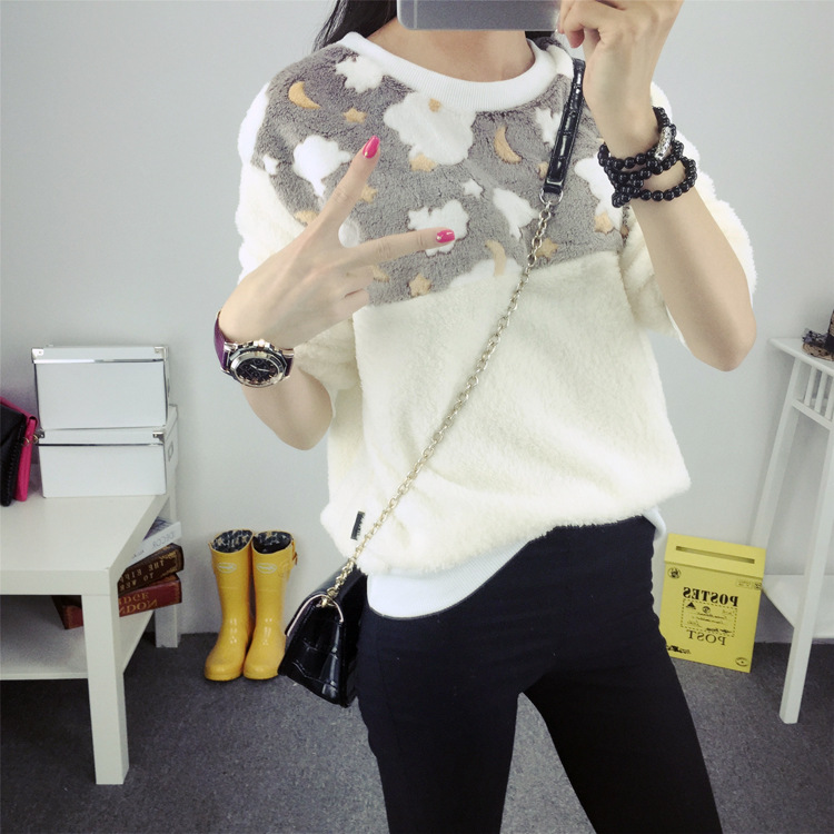 韩雪青青2016新款保暖打底加绒圆领毛衣女上