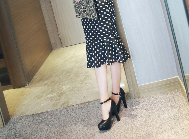 白色防水台女鞋单鞋女士超高跟鞋皮鞋夏季粗跟