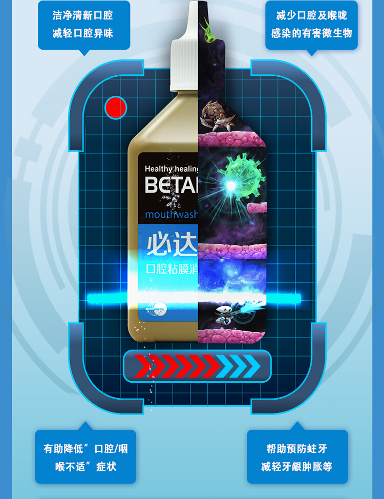 必达净\/BETADINE塞浦路斯进口漱口水125ml*