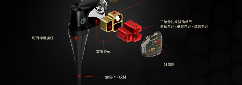 尼(SONY)三单元动铁入耳式耳机XBA-300AP(