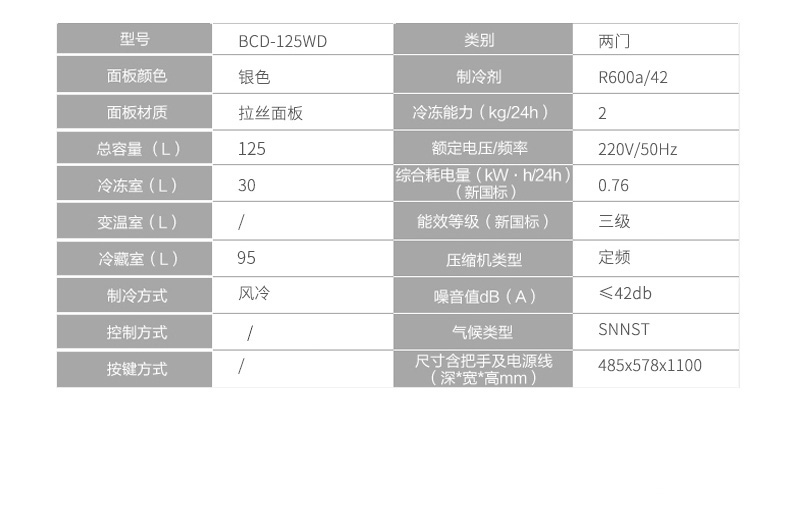 万宝(wanbao)冰箱万宝冰箱bcd-125wd(不锈钢) 万宝()