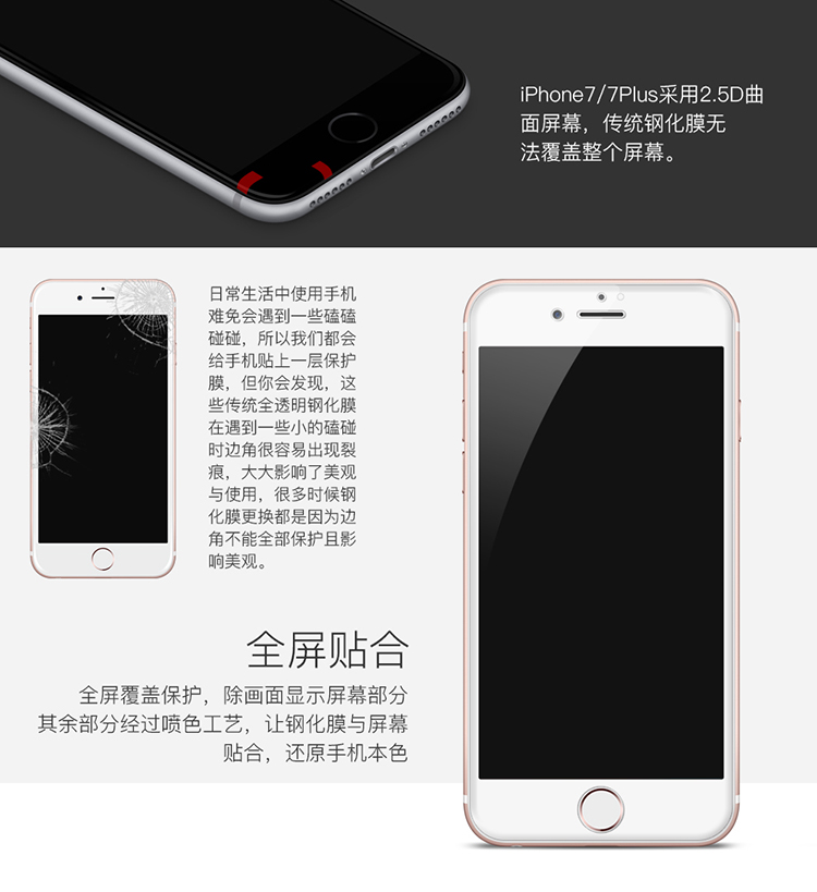 优加 iPhone7全贴钢化膜 白色