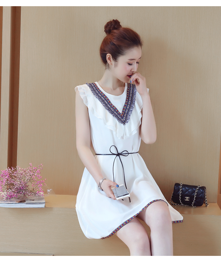 【女先生连衣裙】2017夏季新款修身系带荷叶