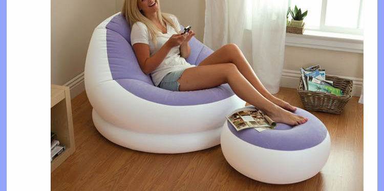 INTEX充气沙发68572植绒沙发防水配脚凳懒人休闲躺椅贵妃椅