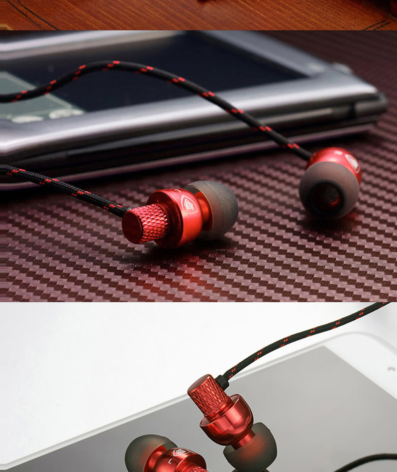 狼博旺 NJ-213入耳式运动耳机手机电脑通用线控耳机重低音耳塞带麦耳机 （红色）