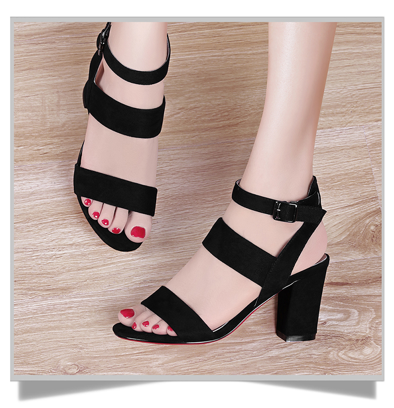 金丝兔凉鞋女 时尚细带鱼嘴高跟鞋2017新品夏