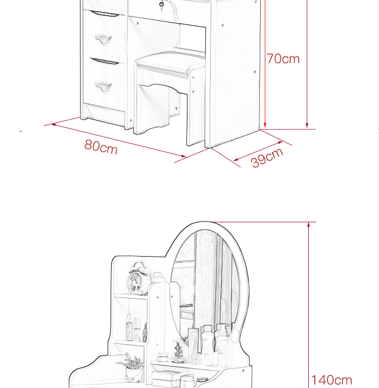 宿巢网红梳妆台卧室现代简约ins风小型化妆桌多功能经济型简易化妆台