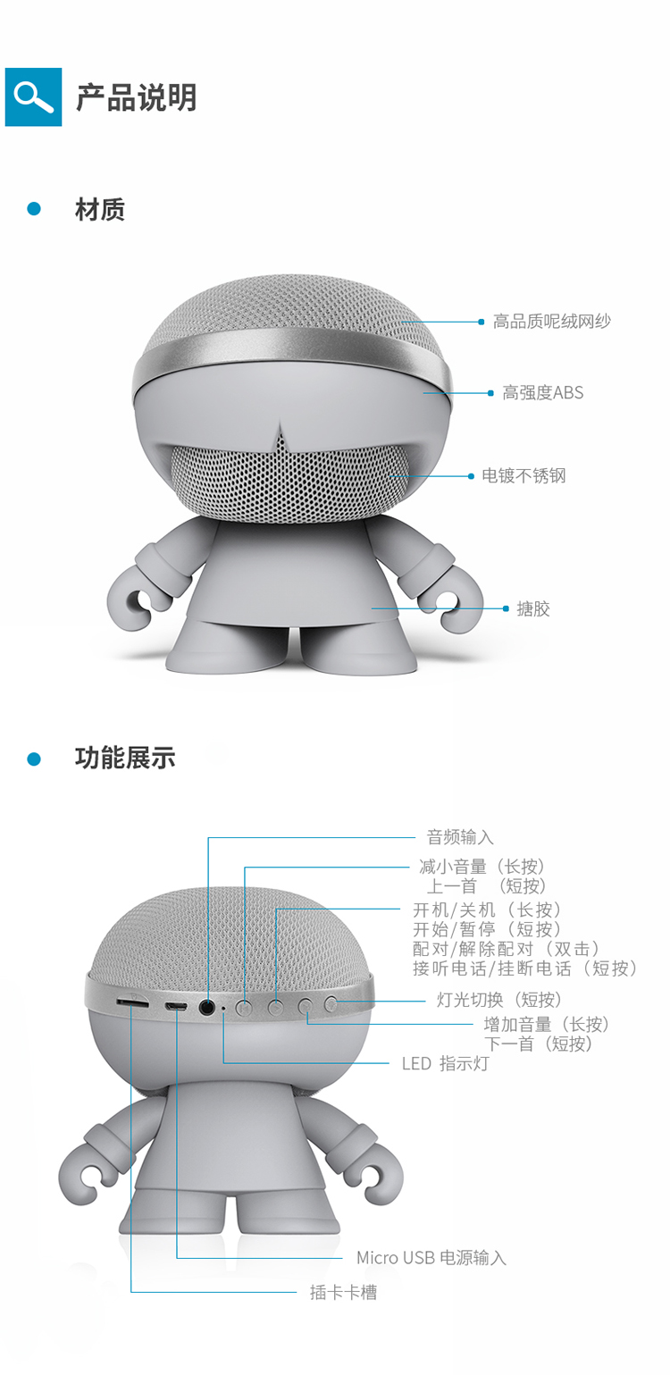 xoopar boy公仔音箱苹果三星小米手机蓝牙音响电脑迷你音箱插tf卡