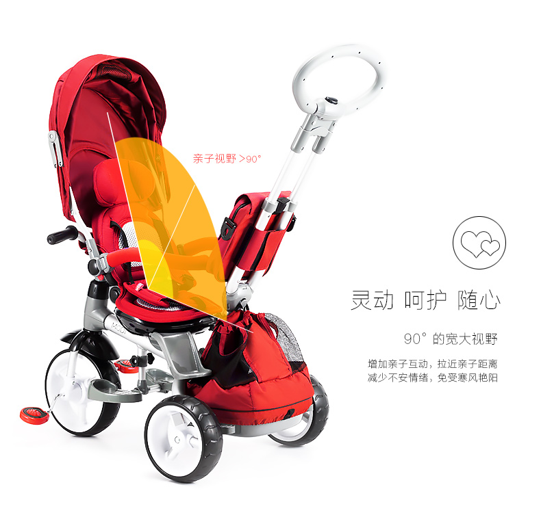 小虎子 MODI系列高端儿童三轮车 婴儿手推车 宝宝自行车T500 军绿色