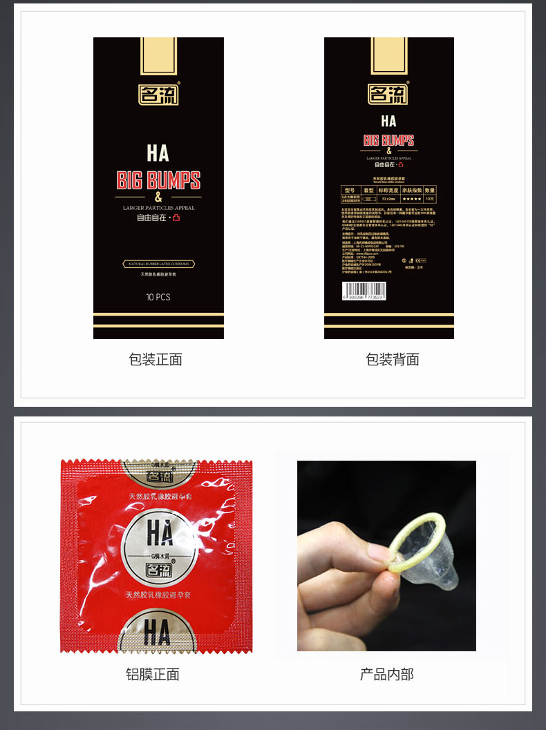 名流(personage)避孕套 名流避孕套玻尿酸透明质酸安全套超薄自由自在