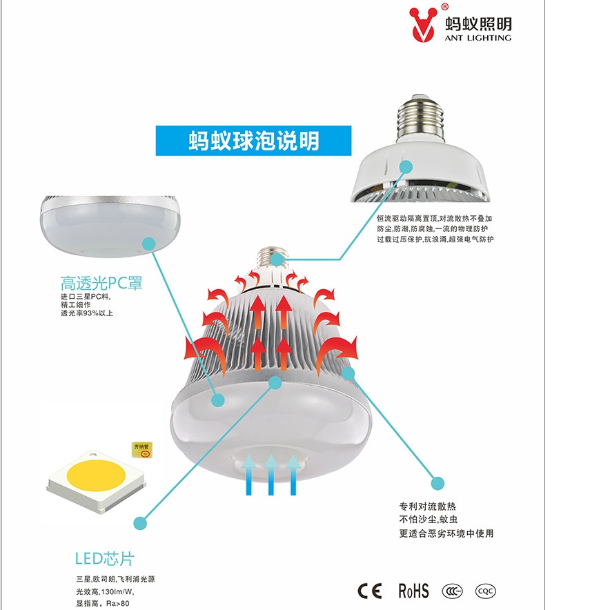 蚂蚁照明100w led球泡灯