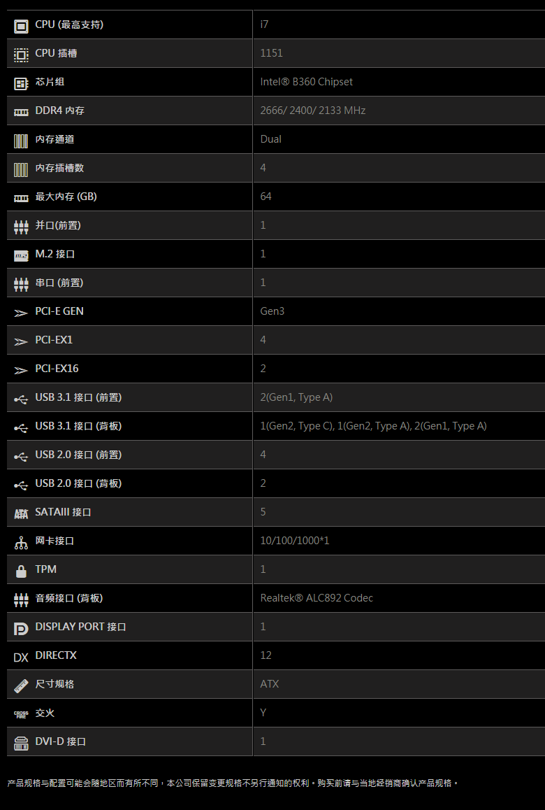 微星(msi)b360 gaming plus主板 核心参数品牌:微星(msi) 型号:b360