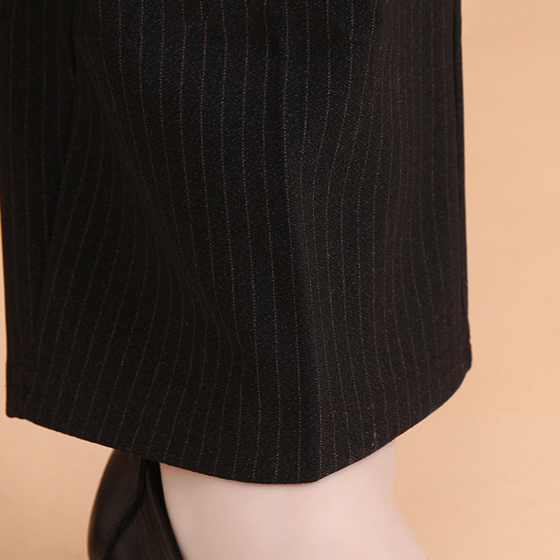 春秋中老年棉麻休闲裤女松紧腰高腰直筒裤妈妈