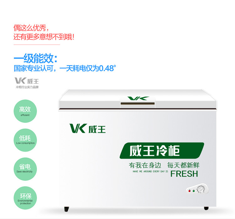 weking/威王 bc/bd-388wr 家用小冰柜 冷柜/节能省电/冷藏冷冻切
