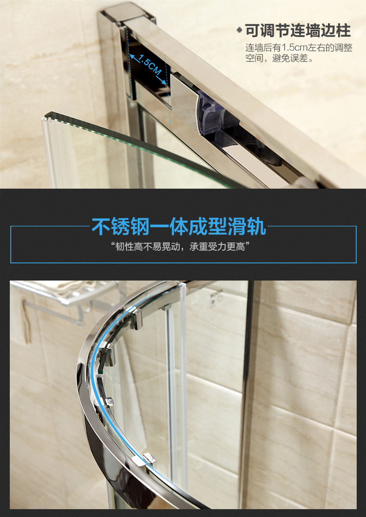 箭牌卫浴（arrow） 整体淋浴房弧扇形钢化玻璃浴室简易淋浴房整体淋浴房 AEO6B1102（8mm）