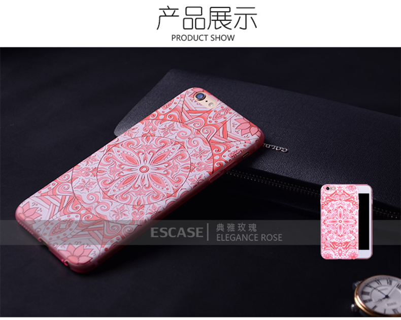 ESCASE iPhone 6s Plus纤薄3D浮雕外壳新款保护套 典雅玫瑰
