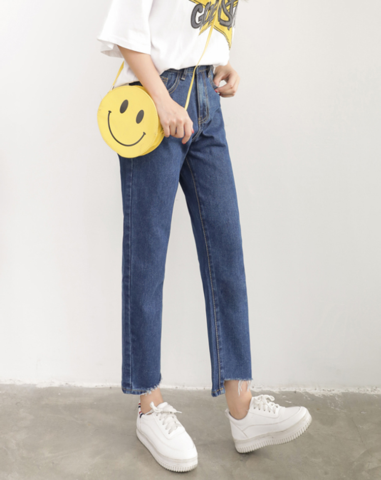 ECTIC韩版夏秋学院风宽松9分牛仔裤女学生复