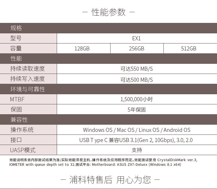浦科特（PLEXTOR）EX1系列128G 固态移动硬盘 银色 Type-C USB3.1