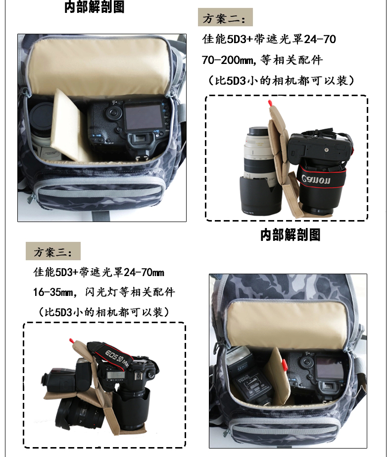 宝罗 PL-1505摄影包 单肩 相机包 大三元野外休闲 单反相机包 适用佳能尼康单反微单 小号黑色