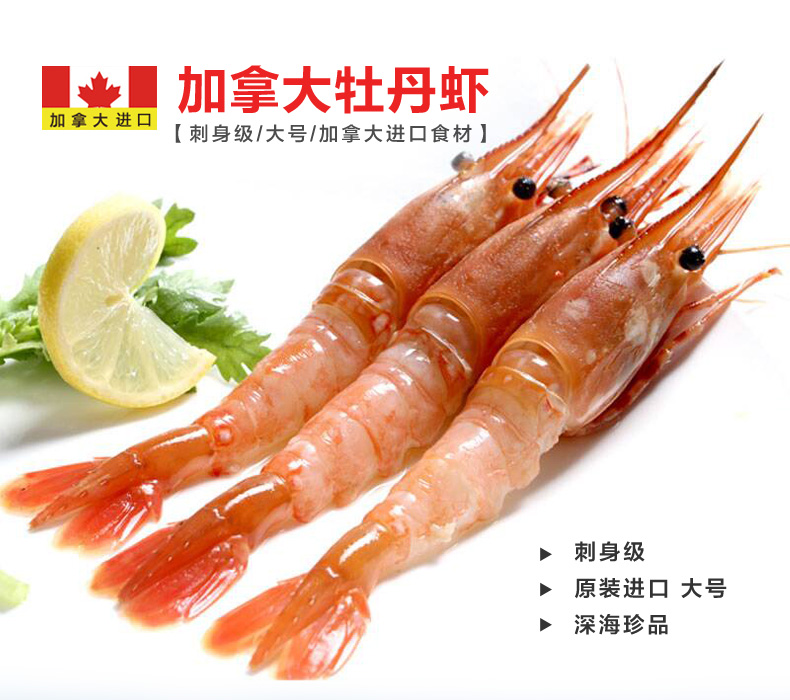 【鲜有汇聚】加拿大进口 低温牡丹虾1kg 日料刺身 大号20-24只