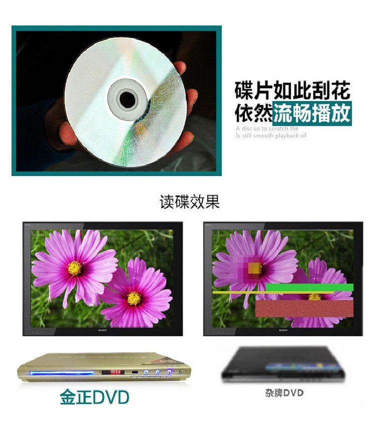 金正高清DVD-X7高清EVD影碟机 VCD播放器 DVD播放机 支持USB播放金色