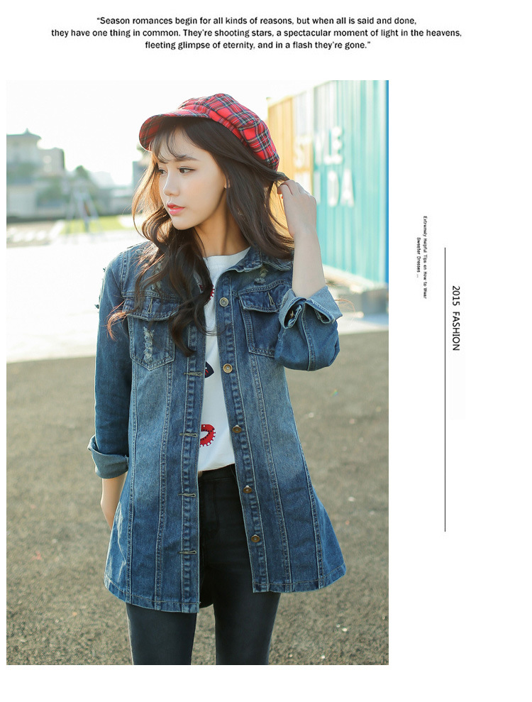 娇米诗2017春季新款宽松休闲女式牛仔风衣外