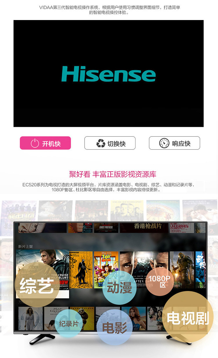 【海信电视官方旗舰店】海信彩电LED55EC5