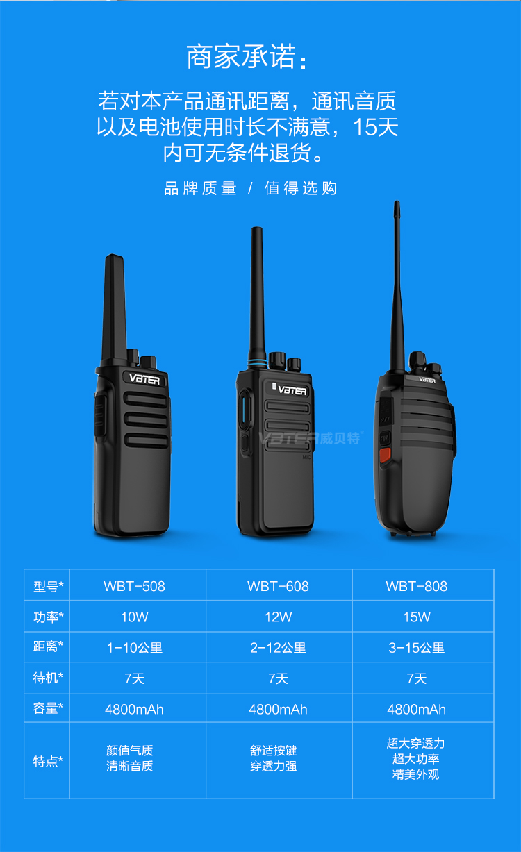 威贝特对讲机wbt-508 威贝特 wbt-508 对讲机大功率远距离专业商用