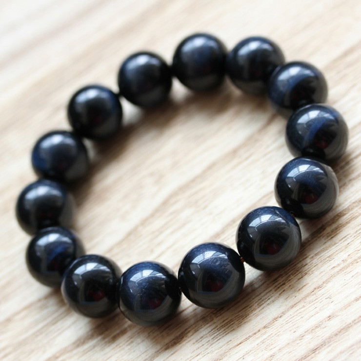 气水晶 天然蓝虎眼石胖人男款手链 招财辟邪旺