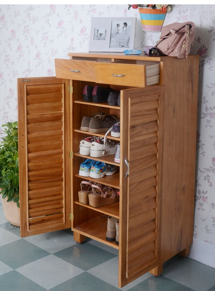 理佳木业实木百叶两扇门鞋柜鞋架储物柜收纳日式简易玄关柜XG-255 白色【报价、价格、评测、参数】_客厅\/餐厅家具_苏宁易购