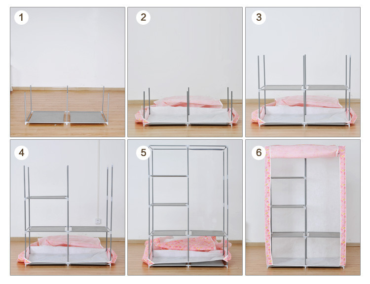 冠达星宜家时尚大号简易钢架布衣柜