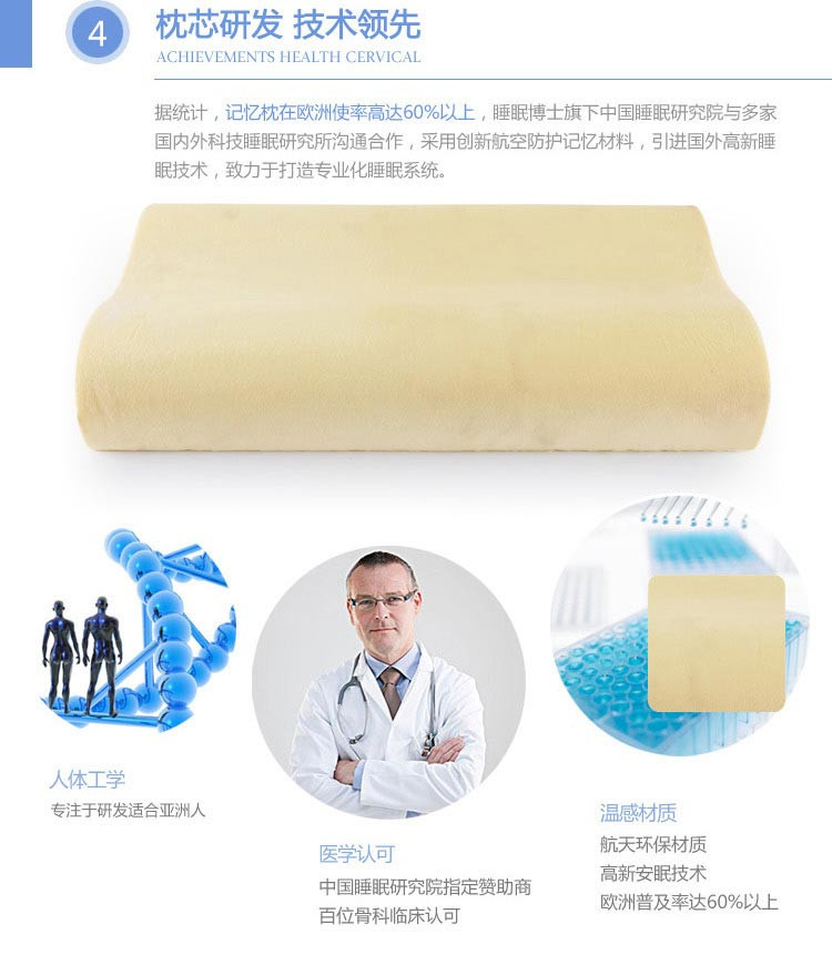 AiSleep睡眠博士 B型慢回弹人体工学枕