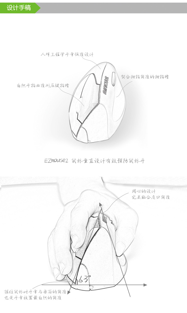 米乔eznouse2代人体工程学激光版右手有线鼠标