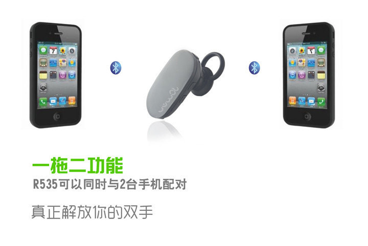 乐迈R535迷你蓝牙耳机 通用型 车载1拖2 音乐
