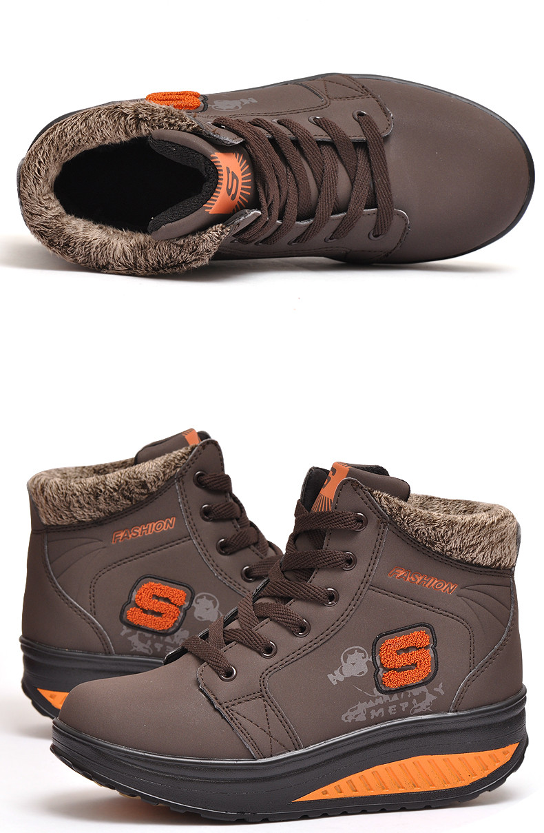 执行官冬季保暖棉鞋高帮女鞋潮流休闲鞋内增高